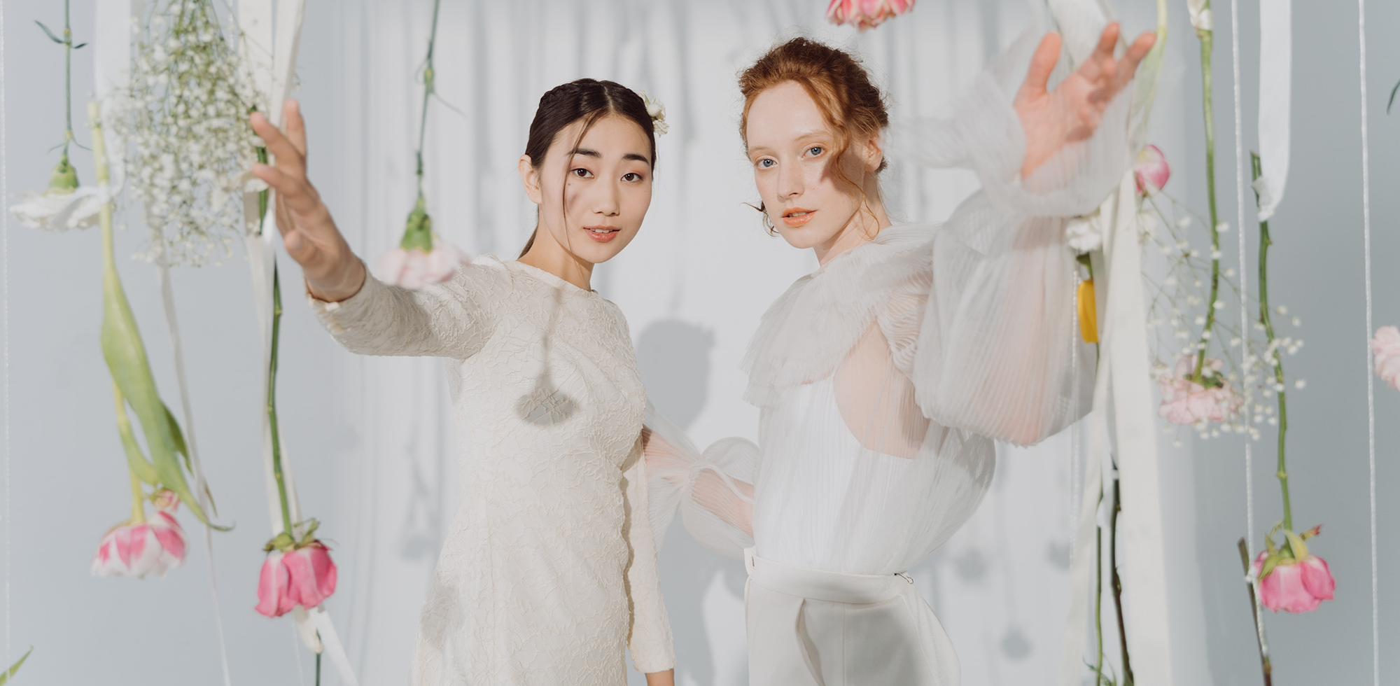 Two women with flowers